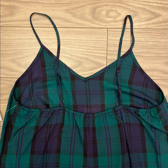 *NWT* Green plaid spaghetti strap dress Sz M - Picture 5 of 9